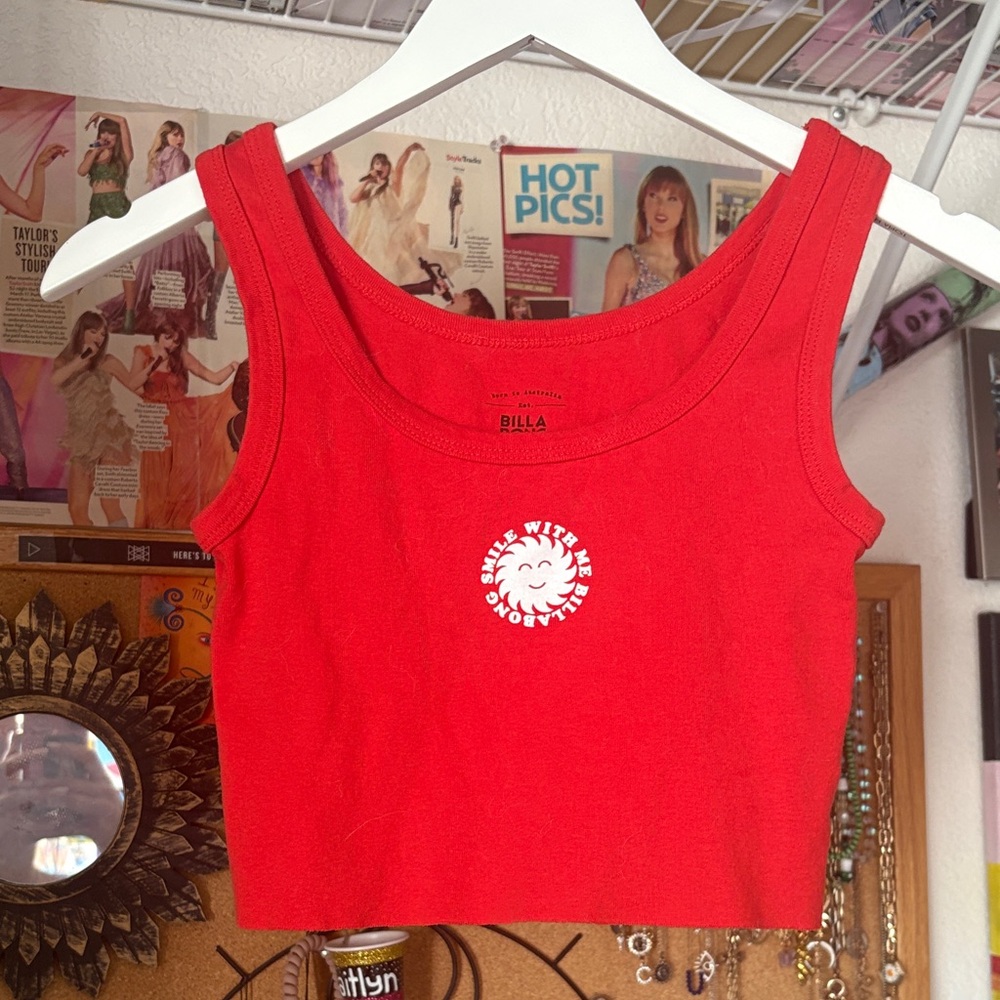 Billabong Red Tank Top with White Logo